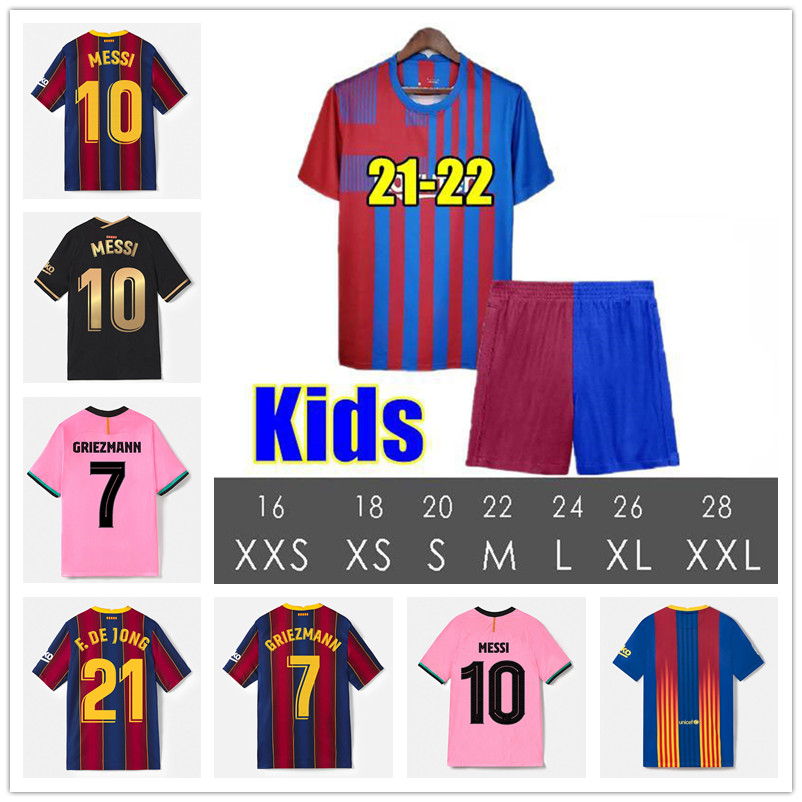 

21 22 Barcelona soccer jersey BARCA FC camiseta de futbol MESSI KUN AGUERO 2021 2022 ANSU FATI GRIEZMANN F.DE JONG DEST COUNTINHO football shirt kit men kids thailand, 21-22 home+ucl