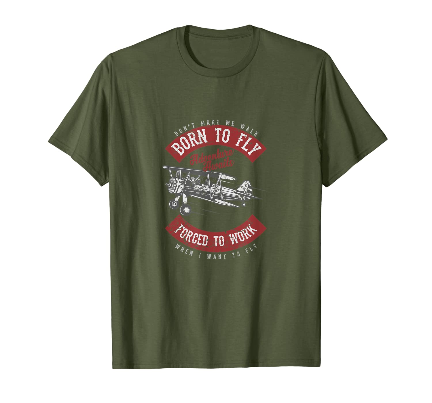 General Aviation Pilot Born To Fly Forced to Work T-Shirt-image-703622330