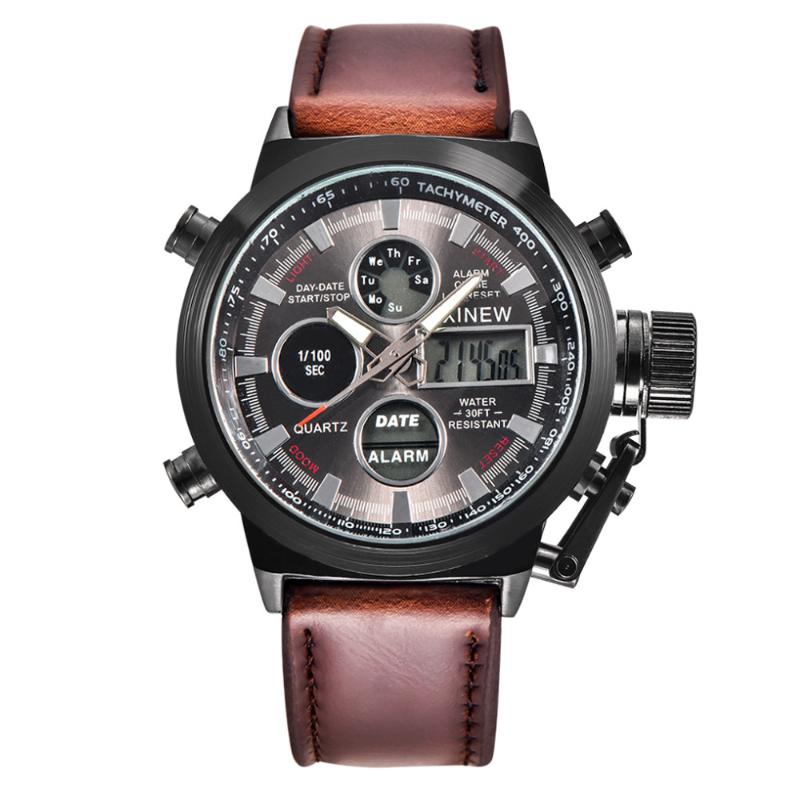 

Wristwatches Mens Quartz Sport LED Watches Analog Stainless Steel Wrist Watch Date Reloj Hombre #10, As the photo show