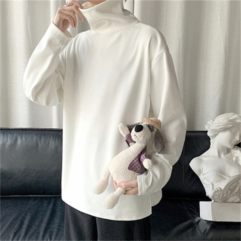 

2021 New Spring and Autumn Solid Color Sleeve T-shirt Tide Men's Trend Loose Clothes Cotton Bottoming Shirt Fn3r