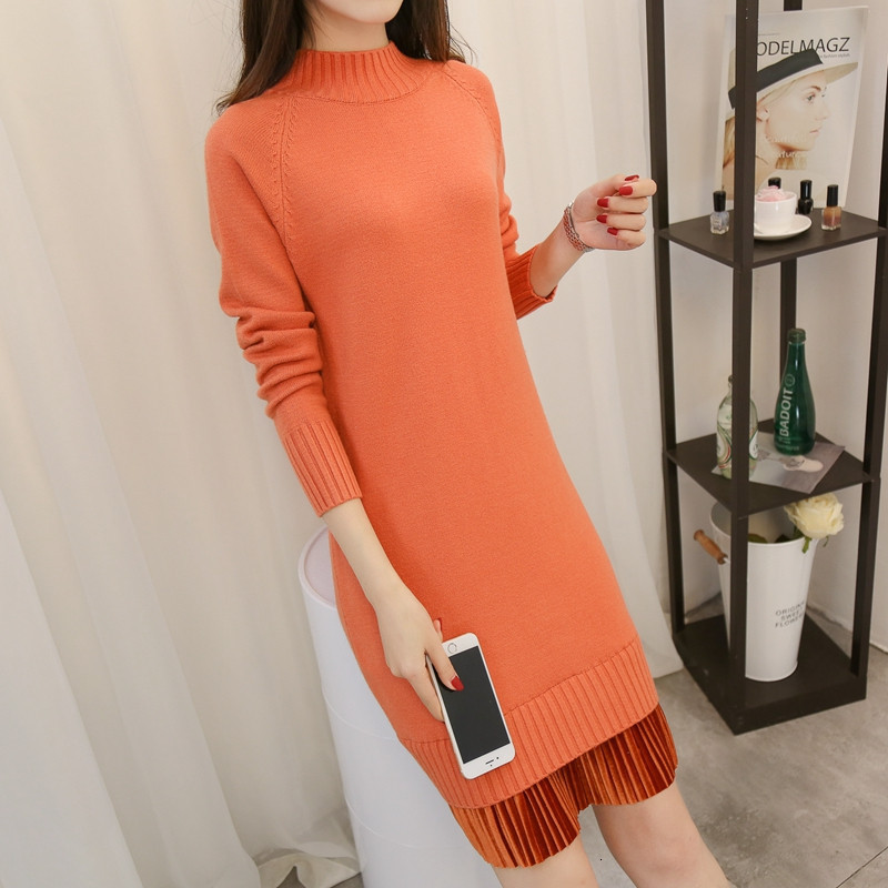 

2021 New and Women Sweaters Pullovers Turtleneck Thick Knitted Sweater Female Loose Long Autumn Winter Pullover Lace Wxf679 V8pt, Red