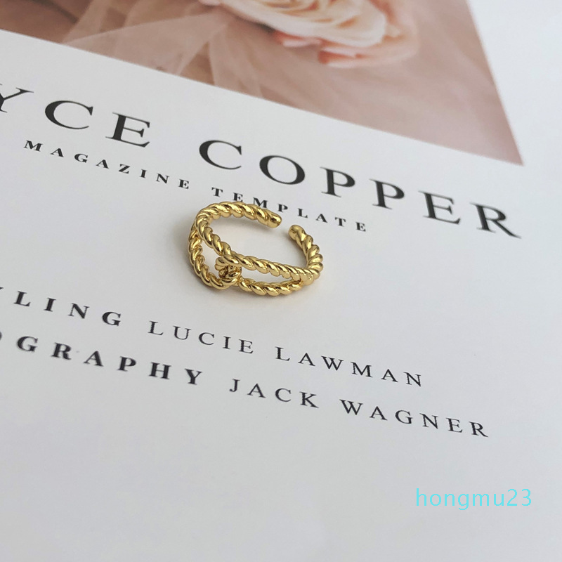 

Twist ring simple niche design ins cold wind internet red open ring copper plated gold ring