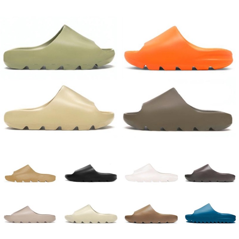 

Desert Sand Kanye men women slippers slides slide fashion Bone Enflame Orange Earth Brown Core Navy Blue Triple Black mens womens outdoor platform Sandals Slipper, Color#6