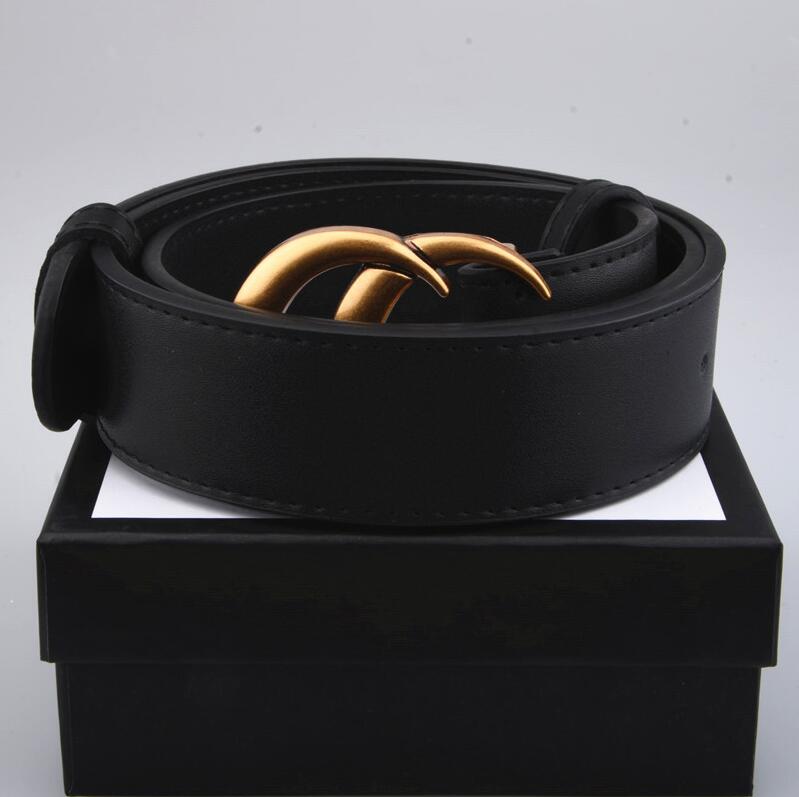 

Men's Designer Belt Black High Quality Fashion 3.8cm LargeG Gold & Pearl Buckle + Original Box, With box