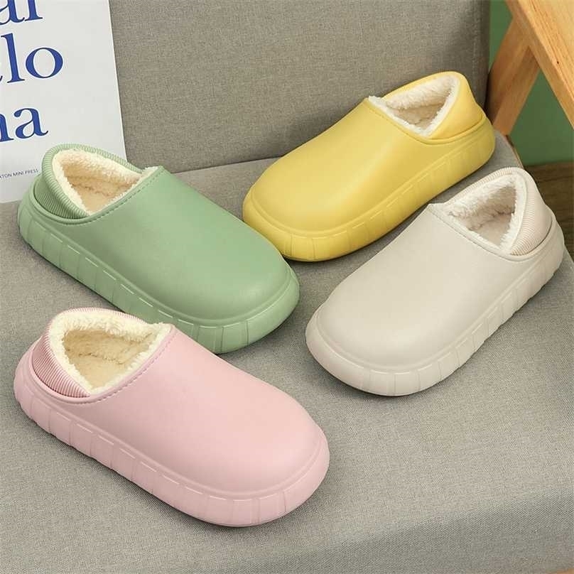 

YISHEN Winter Slippers Warm Women Shoes Waterproof Lady Non-Slip Plush Cotton Indoor Outdoor Cozy Home Autumn Thick Heel 211110, Pink