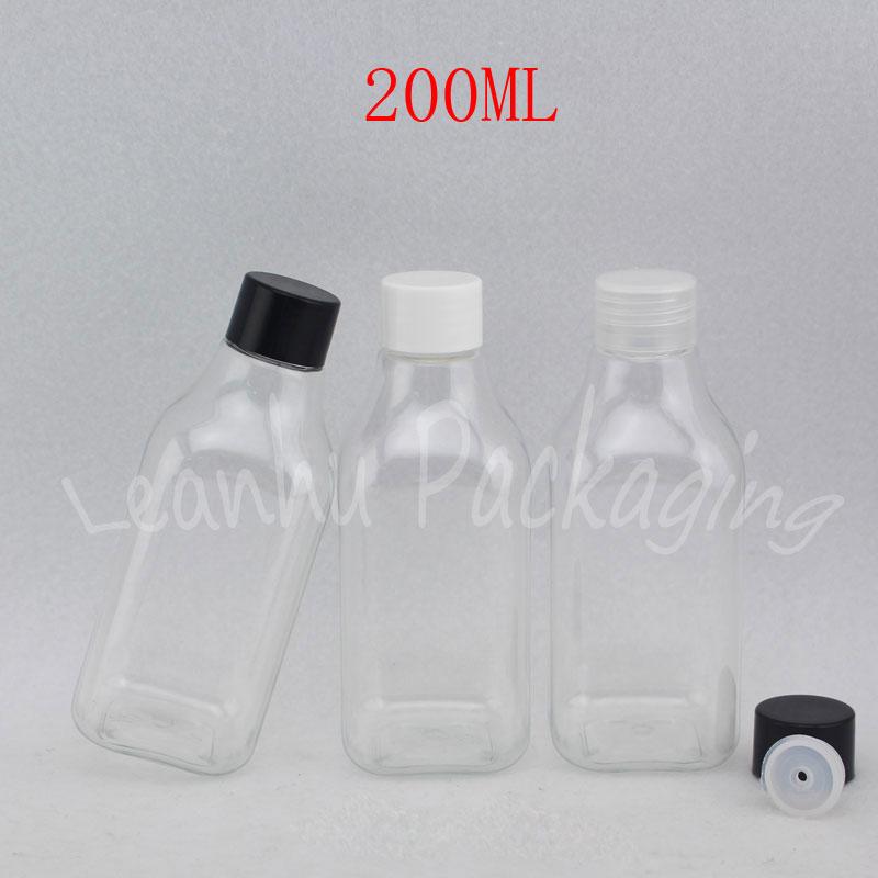 

200ML Transparent Square Plastic Bottle , 200CC Empty Cosmetic Container , Lotion / Toner Sub-bottling ( 30 PC/Lot