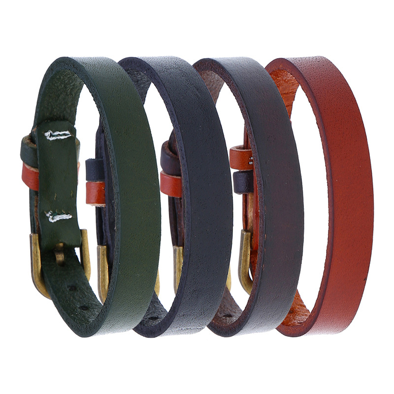 

Retro Simple Leather Bracelet Pin Buckle Belt Bracelets for Women Men Punk Rock Fashion Jewelry Black Brown Will and Sandy