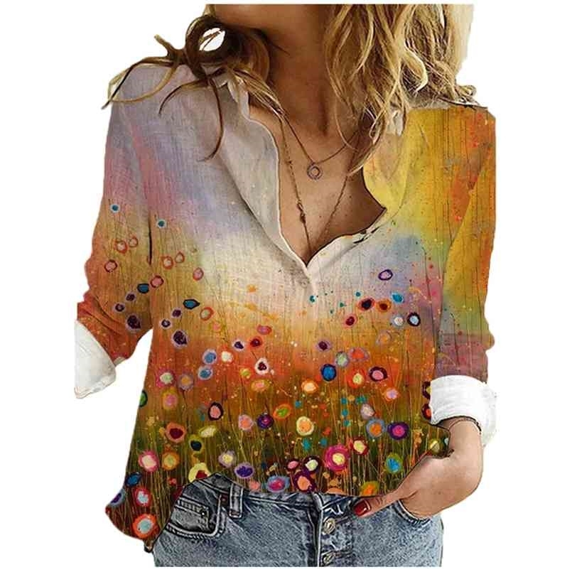 

Fashion Print T Shirt Women Lovely Long Sleeved O-neck T-shirt Vintage Tops Tee Woman Tshirts Casual 210708, 27