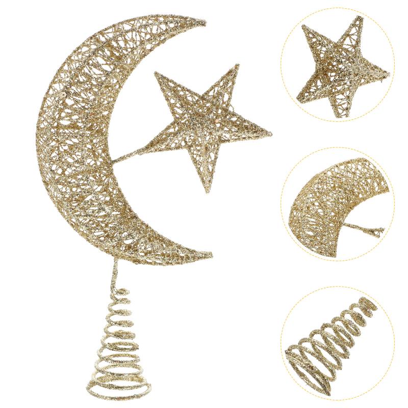 

Christmas Decorations Tree Star Topper Xmas Moon Ornament Indoor Party Decor