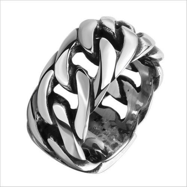 

Wholesale Fashion Vintage Retro Mens Womens Stainless Steel Cross Band Rings Gothic Punk Hip Hop Motorcycle Biker Chain Rings Jewelry, Silver