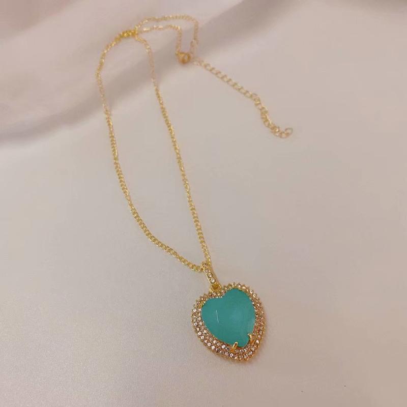 

Chains Necklace For Women Zircon Gem Heart Vintage Necklaces Clavicle Chain Jewelry Choker Charm Luxury Gifts The