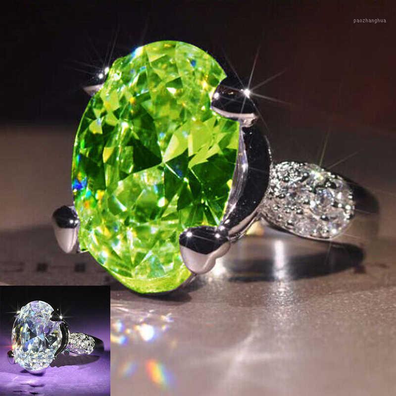 

Wedding Rings Trendy Crystal Engagement Design For Women Green White Zircon Ring, Slivery;golden