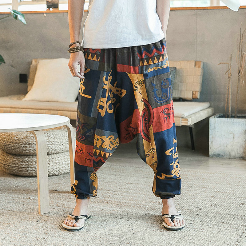 

2021 New Chinese Style Pattern the Men of Loose Casual Cotton Elastic Mode Masculine Pants Pant Halls Hkku, Color 8