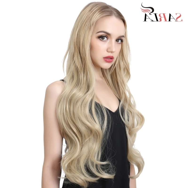 

wig women's one Fashion piece Wavy long curly fluffy natural U-shaped half head cover hair patch, 1b