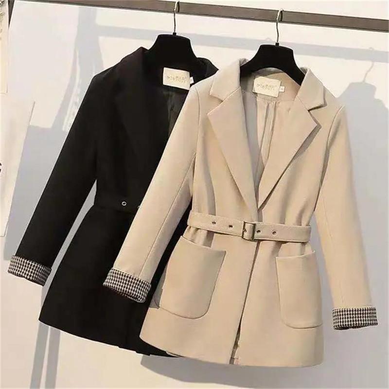 

Women's Trench Coats Women Suit Jacket 2021 Spring Autumn Coat Oversize 4XL Windbreakers Blazer Vintage Fashion Belt Outerwear Casaco Femini, Khaki