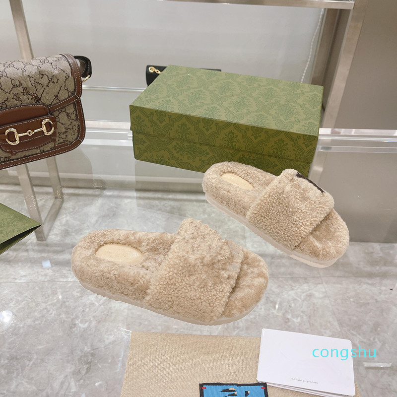 Designer fashion latest women's slippers sandals imported wool material luxury custom logo soft and comfortable 35-40 66