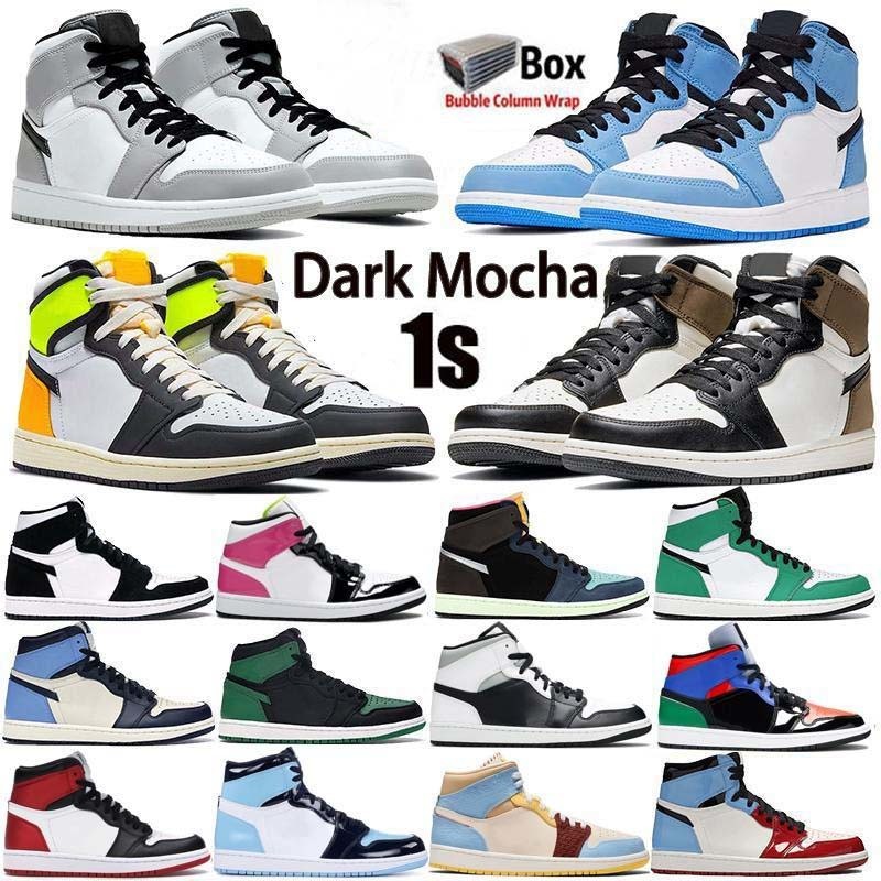 

WIth Box 2021 Jumpman 1s Mens Basketball Shoes 1 High OG University Blue Silver Toe Dark Mocha UNC Obsidian Twist Women Sneakers Trainers, 36