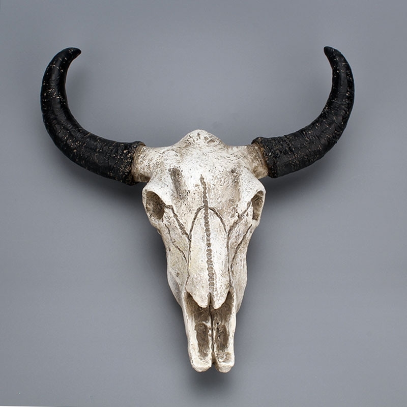 

Ox horn skeleton wall hanging creative Halloween ornament resin craft gift