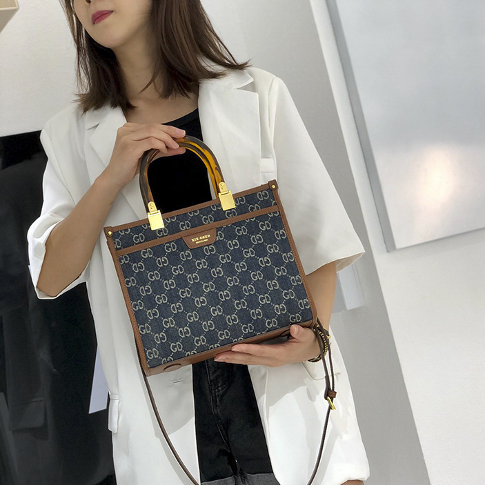 

70% Off exclusive Tot bag new fashion women's hand high capacity commuter printed student one shoulder portable, Denim black