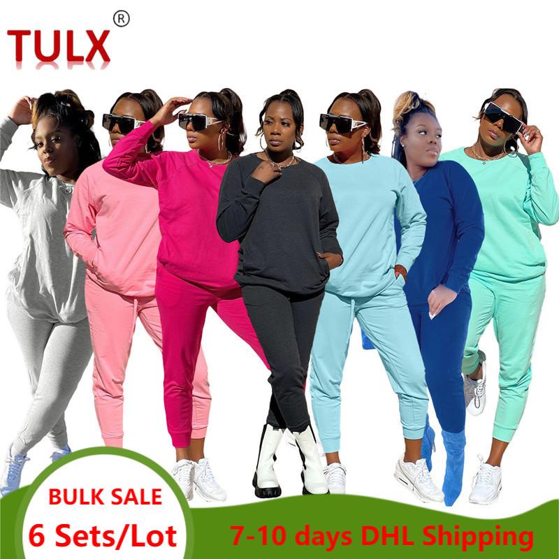 

Women's Two Piece Pants Wholesale Women Sets Hoodie And Sweatpants Solid Fall Outfits Clothes Workout Sweatsuits Long Sleeve Jogger Suit 667, White