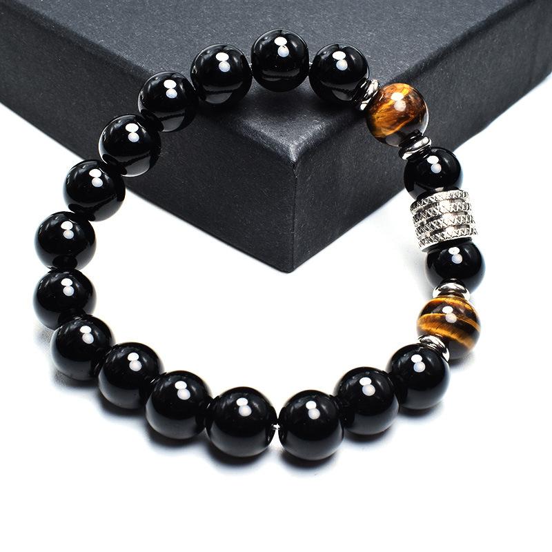 

Beaded, Strands European And American Stainless Steel Tiger Eye Light Stone Men's Bracelet Cross-border Source Jewelry
