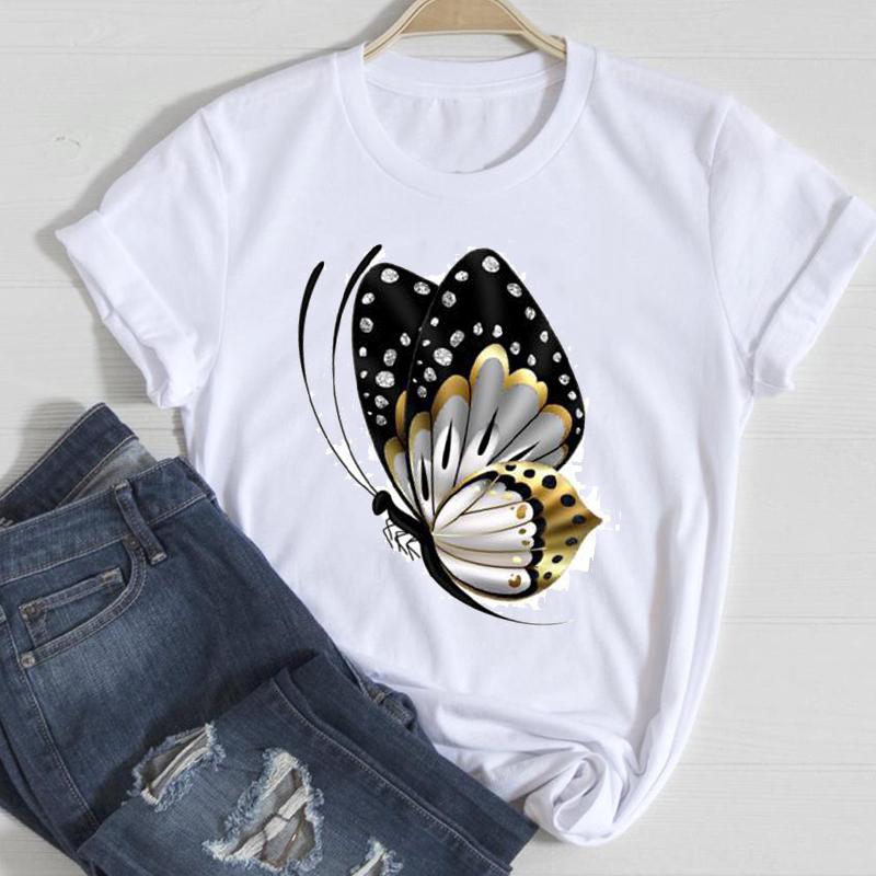 

Women' T-Shirt T-shirts Women Clothing Printing Cute 2021 Butterfly Spring Summer 90s Tshirt Top Lady Print Clothes Graphic Female Tee, Cz23300