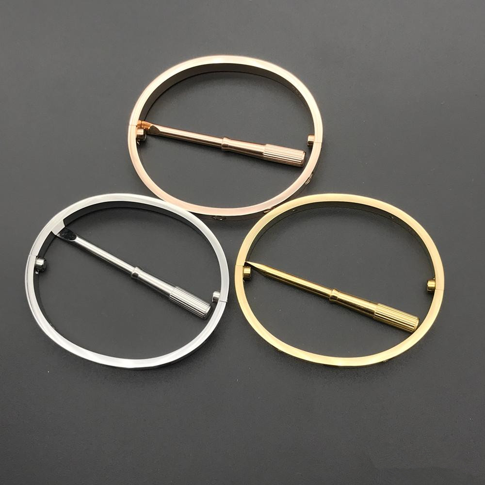 

Stainless Steel Love Bracelets silver rose gold bracelet Bangles Women Men Screw Screwdriver Bracelet Couple Jewelry with red dustbag, Black
