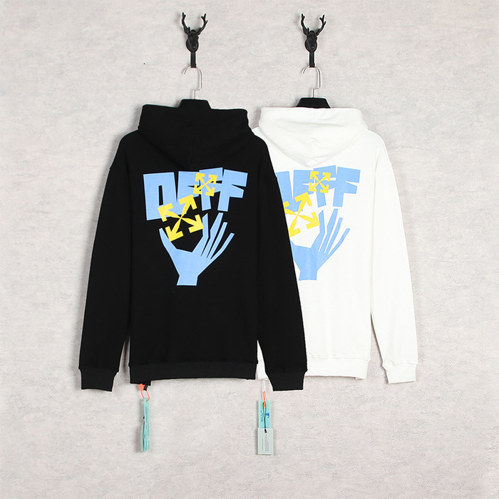 

Men' Hoodies Sweatshirts Autumn and Winter 2021 Off Palm Square Letter Pattern Hooded Sweater for Men and Women, White