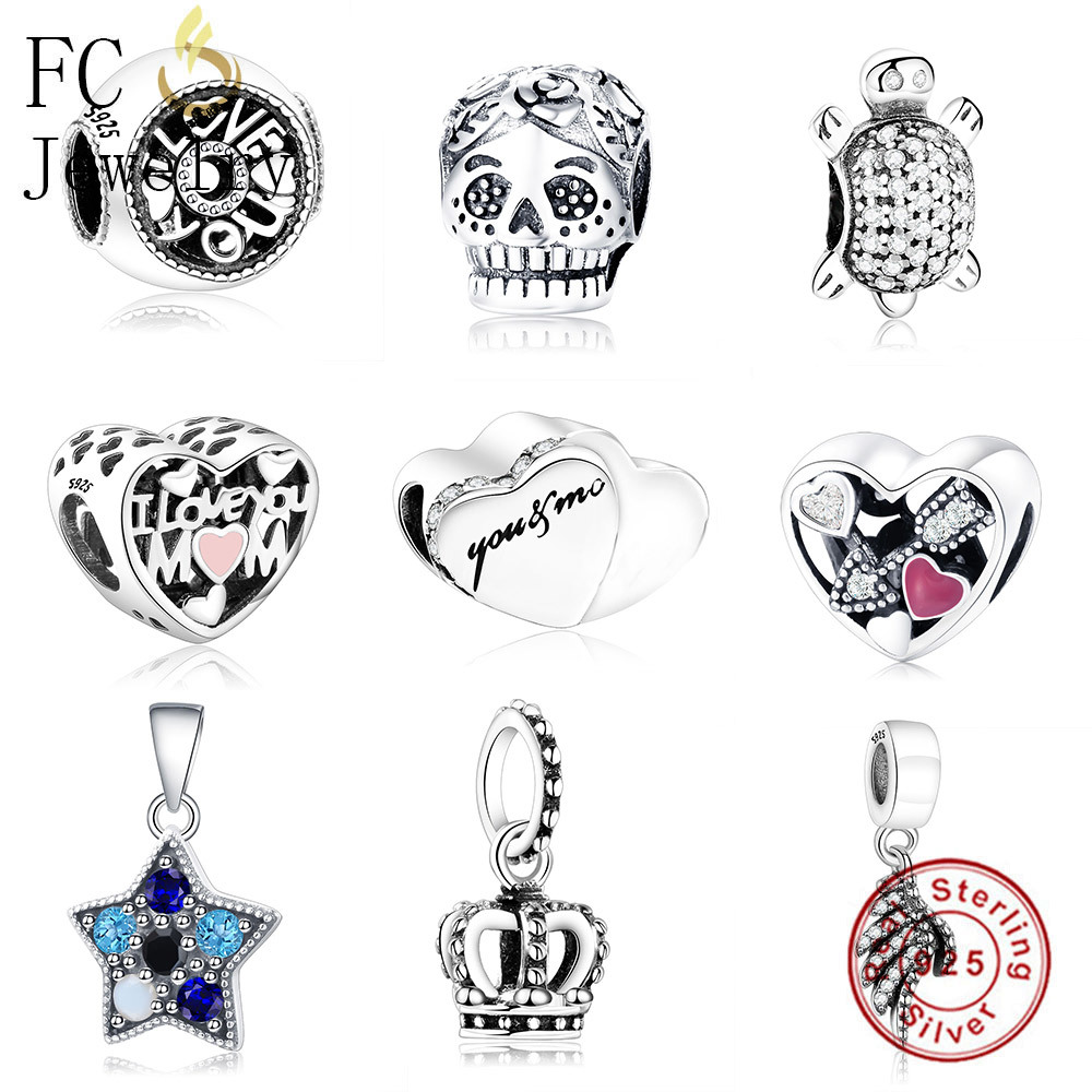 

FC Jewelry Fit Original Brand Charms Bracelet 925 Sterling Silver Breast Cancer Hope Ribbon Family Mom Bead Women DIY Berloque Q0531