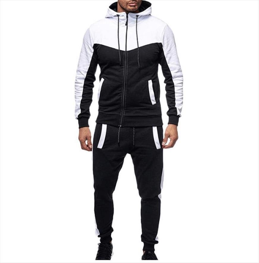 

autumn leisure hoodies sweatshirt men tracksuit long pants and o neck garment sports sets clothing two piece male, Gray