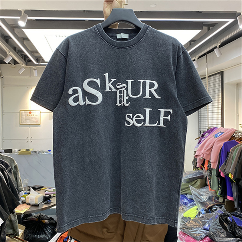 

2021 New Heavy Fabric White T-shirt Men Women High Quality Vintage Font Printing Askyurself Short Sleeve Tops Ocya