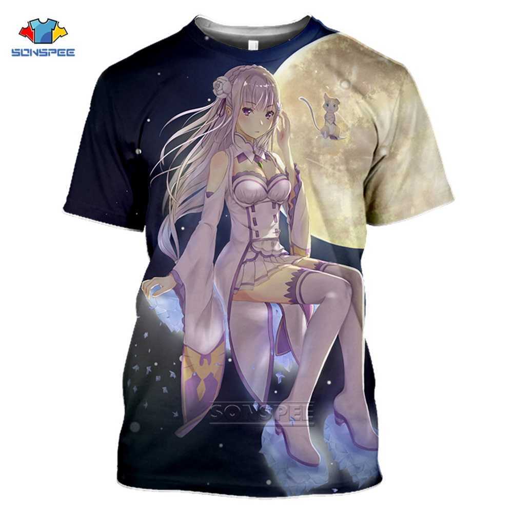 

SONSPEE Anime 3d Print Hip Hop T Shirt Women loli Game Summer Fashion Re Zero Rem T-shirt Harajuku Shirt Homme Tshirt Top Tees X0621, 19