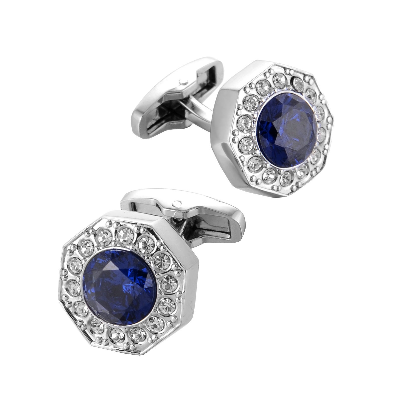 Yuvarlak Klasik Kol Düğmesi Damat Kol Düğmeleri Erkek Yüksek Kalite Gömlek Düğmeleri Mavi Taş Kol Düğmeleri Düğün Hediyesi Takı