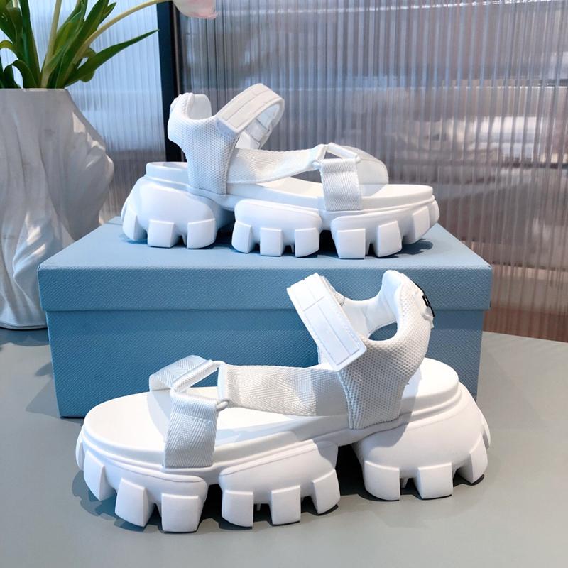 

Sandals 2021 Summer Slide Casual Fashion Women Lady Black White Platform Open Toe Flat Shoes Height Increasing SLIPPERS