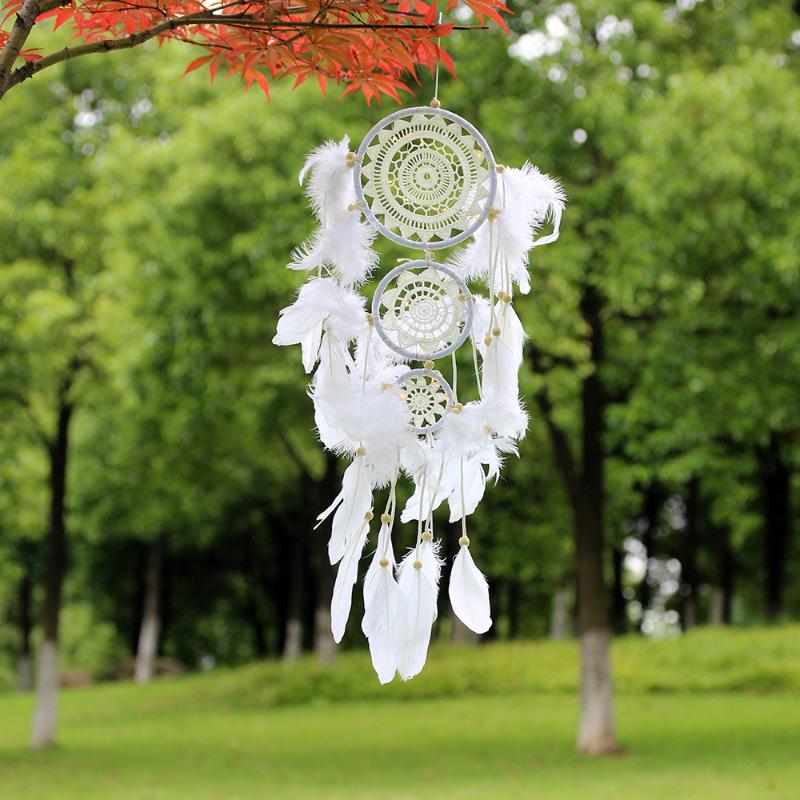 

Decorative Objects & Figurines Handmade Boho Dream Catcher Net With Feathers Beads For Wall Hanging Decoration Home Room Decor Mascot Craft