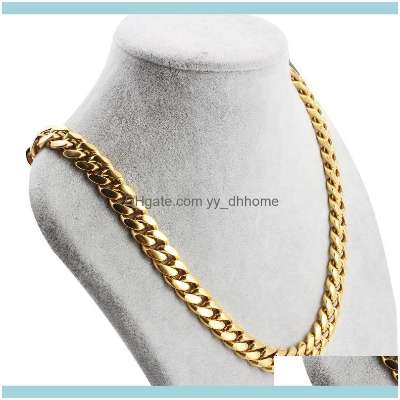 

Chains Necklaces & Pendants Jewelrychains 316L Stainless Steel Gold Necklace High Quality Color Plating Curb Cuban Chain Aesories For Men Wo