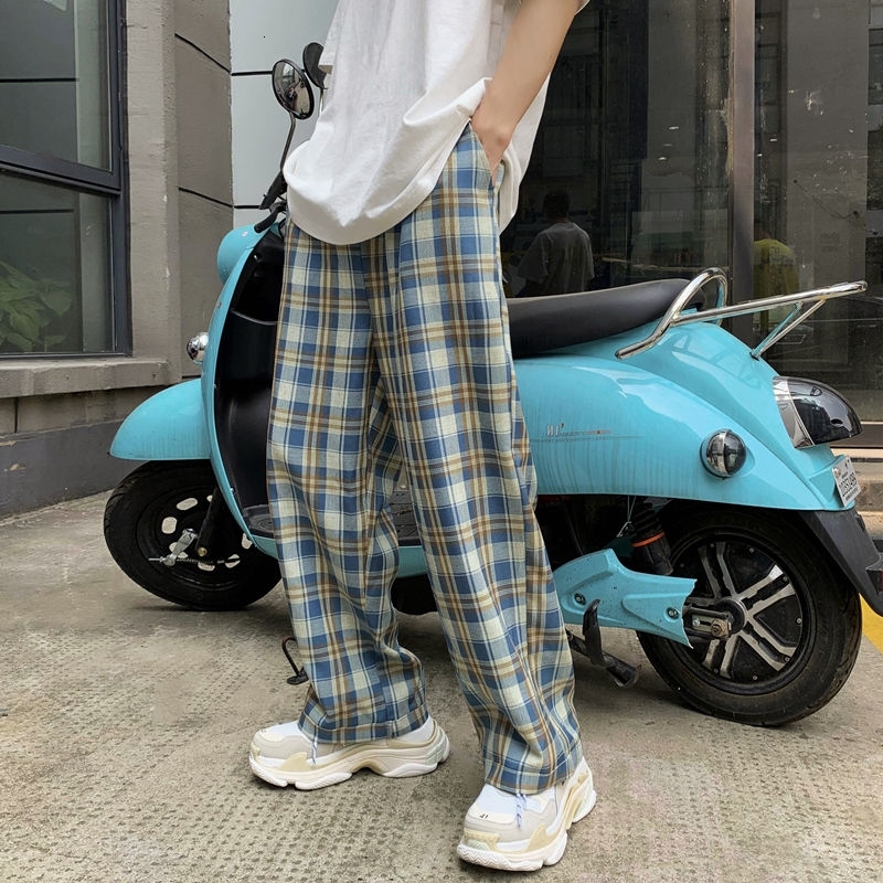 

2021 New Men' Cargo Baggy Casual Vertical Lattice Printing Haren Pants Streetwear Hip Hop Trousers Joggers Sweatpants -2xl Bmaq, Blue black color