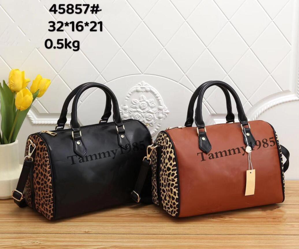 

45857 Fashion Bags Pillow bag Designer handbags Wild At Heart Luxurys Boston Bags Bold Leopard Print Cross-Body Embossed Leather Toes Women bag, Black pillow bag#45857