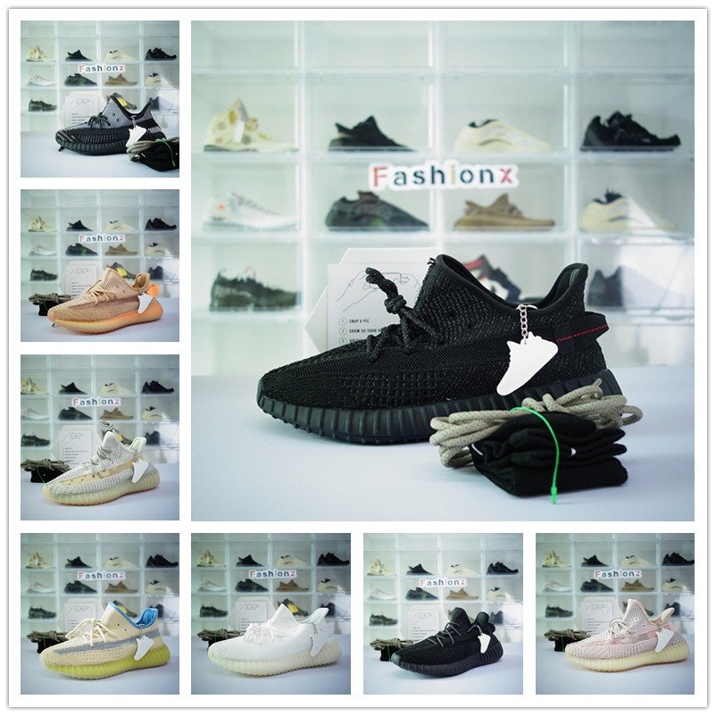 

Kanye West Running Shoes Ash Blue Zebra Cinder Tail Light V2 3M Reflective Israfil Asriel Linen Mens Top Quality Trainers With Box Size From