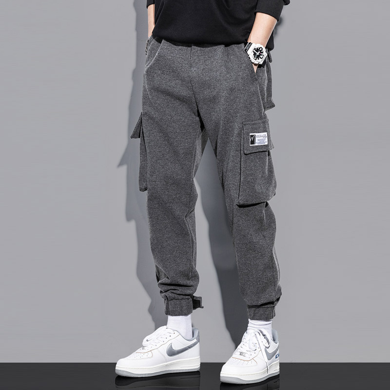 

2021 New Autumn Winter Fashion Men Jeans High Quality Multi Pockets Casual Cargo Pants Streetwear Hip Hop Joggers Wide Leg Harem Trousers Sm, Gray