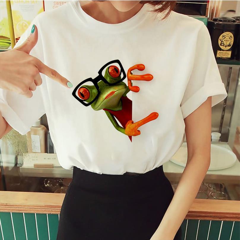 

personality frog printed and mens t shirt women fashion harajuku short sleeve plus size clothing tee female, White;black