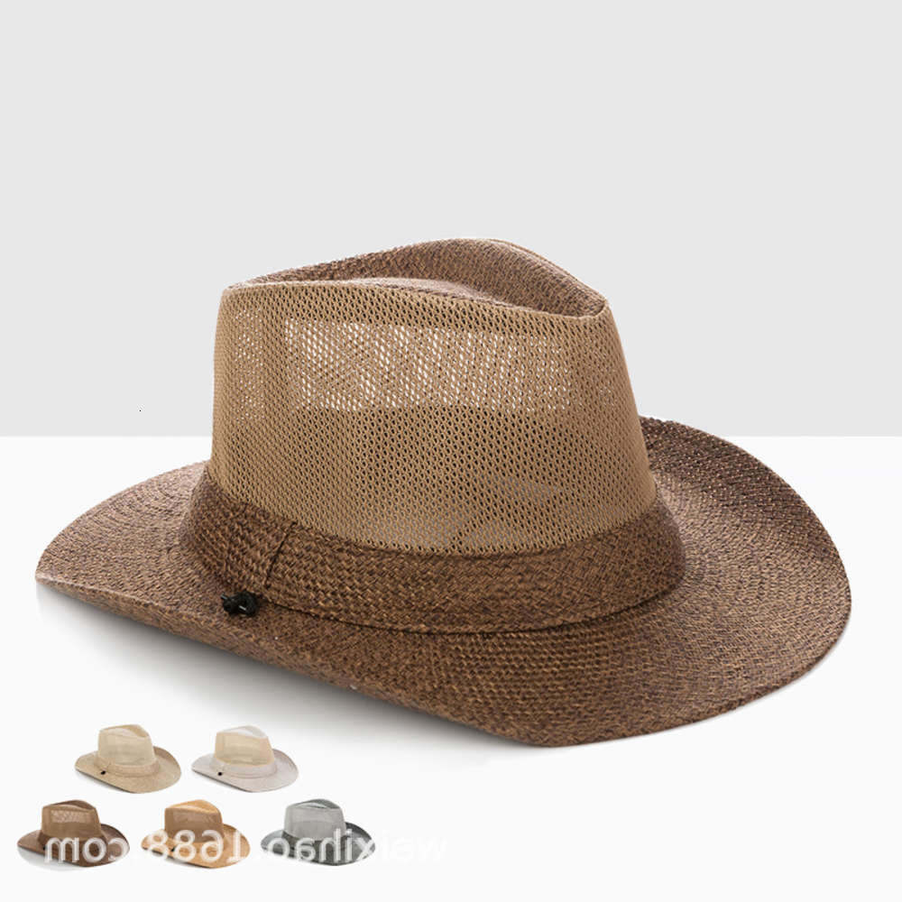 

Straw hat men's summer outing outdoor construction site leisure breathable sun sunscreen fashion, Blue;gray