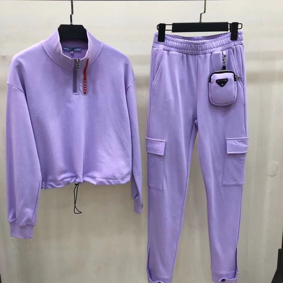 

Designer brand Women's Two Piece Pants high quality original label Inverted Triangle brand winter new Fanny pack embellished trousers long sleeve two-piece set, White