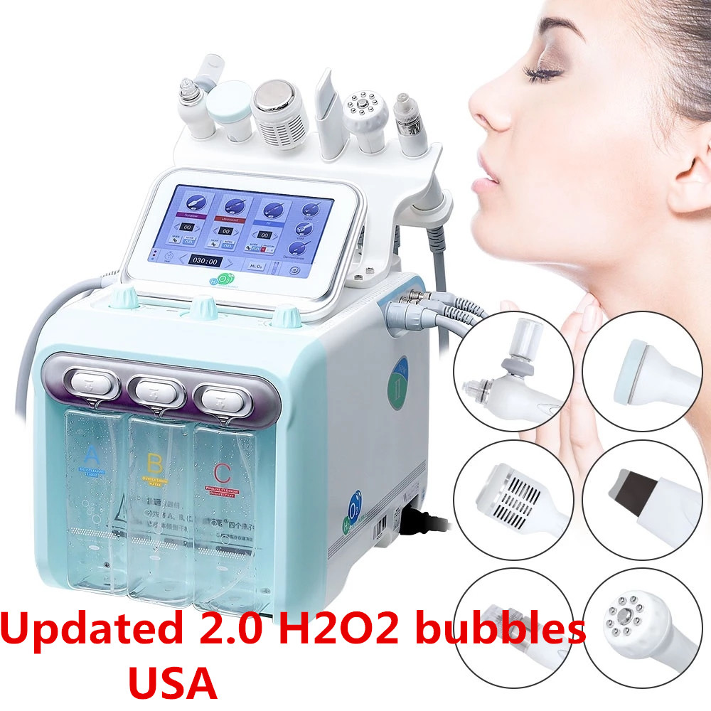 

Updated 2.0 H2O2 small bubble oxygen beauty salon 6in1 skin cleanser hydrogen oxygen jet peeling machine USA warehouse