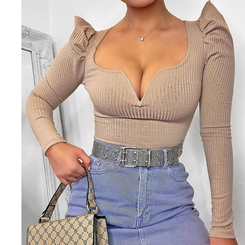 

2021 Khaki Slim Bodysuit Long Sleeve Solid Casual Fashion Women Jumpsuit Autumn New Elegant Streetwear Ladies Sexy Costume 8q4j, Beige