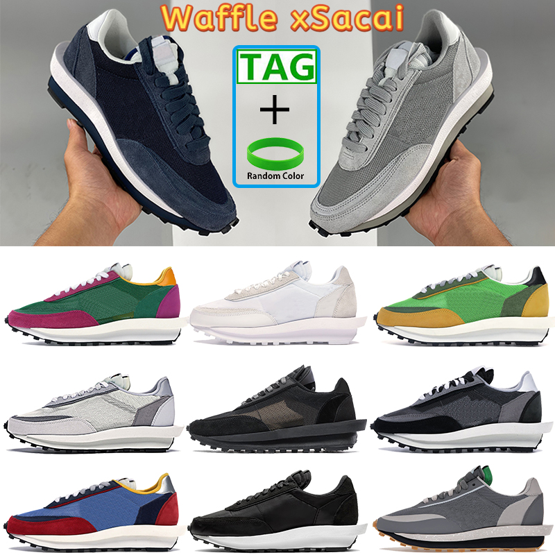 

Fashion waffle xsacai running shoes LX metallic silver blue multi black nylon Pine Green SF Fragment Greymen Summit White women sports sneakers, Bubble wrap packaging