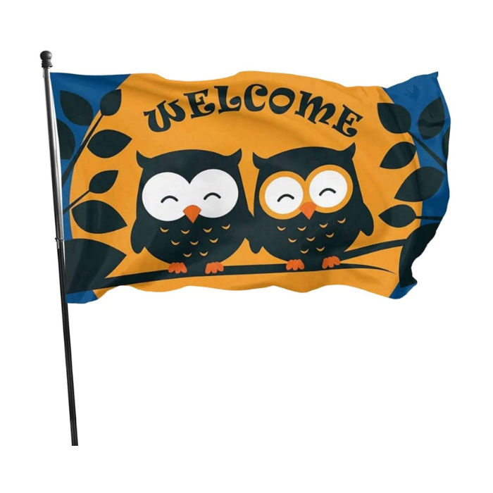 

Owls Welcome Garden 3x5ft Flags 100D Polyester Banners Indoor Outdoor Vivid Color High Quality With Two Brass Grommets