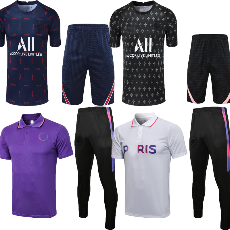 

Polo set 2021 2022 Paris Thai soccer jersey MBAPPE MESSI VERRATTI 21 22 MARQUINHOS KIMPEMBE DI MARIA KEAN football tops men red shirt training suit