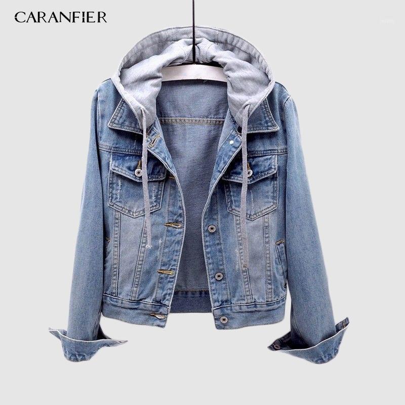 

European Plus Europ Size Short Denim Jacket Autumn Fashion Bomber Hooded Detachable Hat Coat1, Black;brown