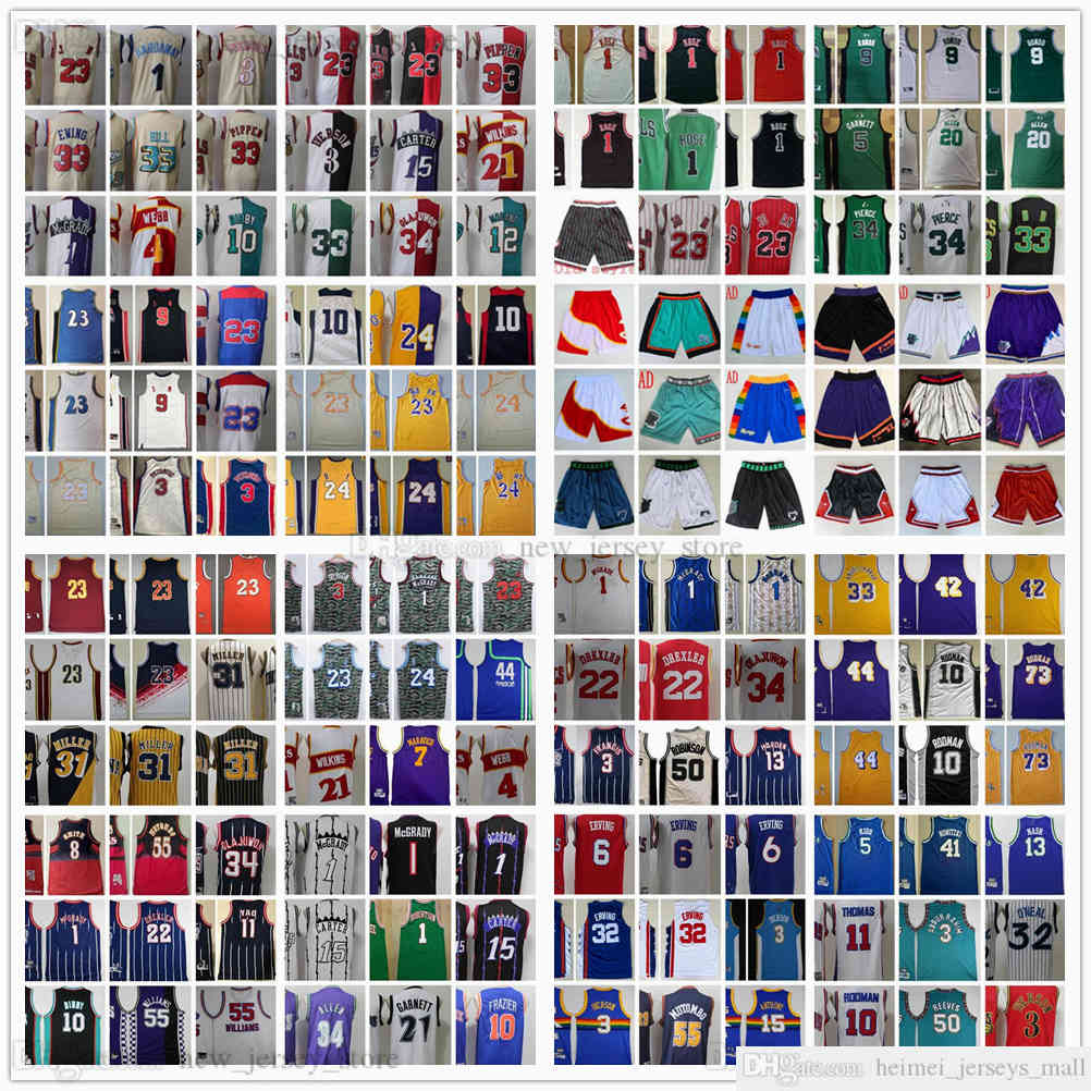 

Mitchell and Ness Retro Stitched Basketball Jerseys Derrick Rodman Rose Yao Francis Ming Petrovic Erving Miller Smith Pistol Mutombo Reeves, Black;red